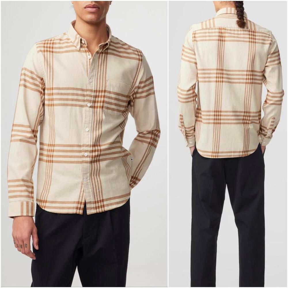 NN07 No Nationality Flannel Shirt Chemise Sixten Brown Check sz Small